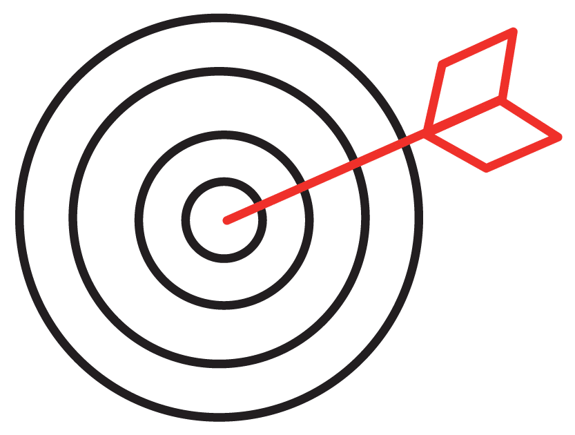 Competitive Conquesting Icon depicting a target with an arrow hitting the bullseye