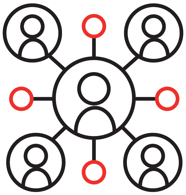 Expanded Reach Icon showing a series of circles and people.